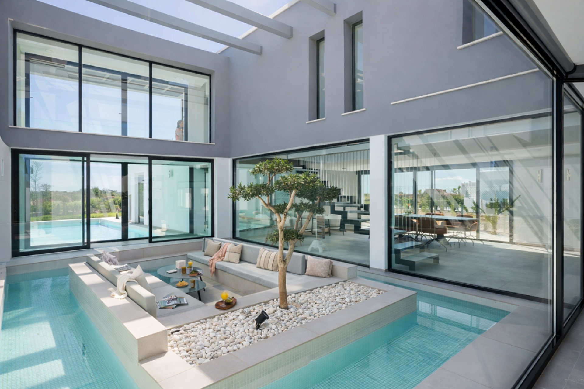 Modern living room large windows Altaona villa