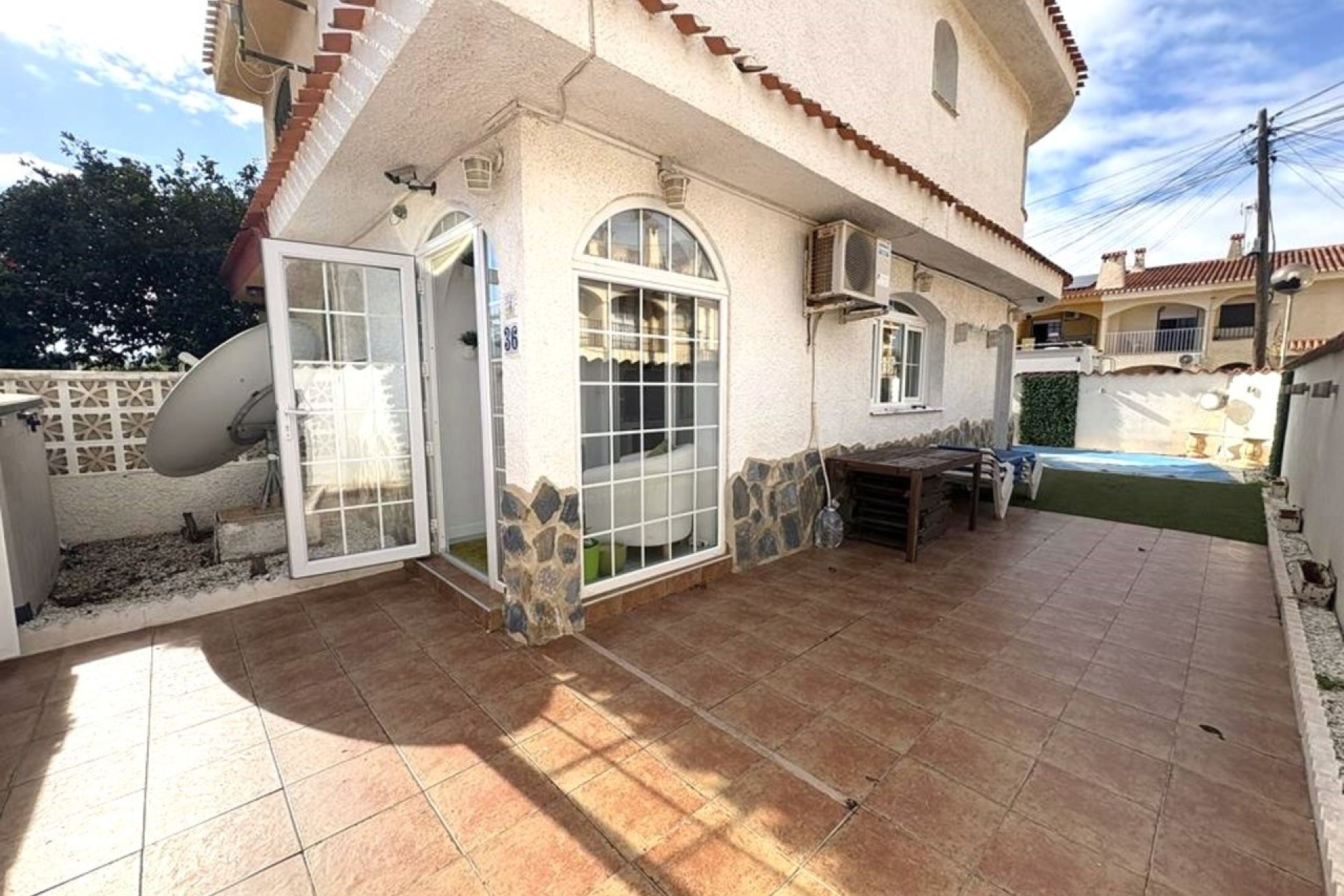 Outdoor terrace and pool area