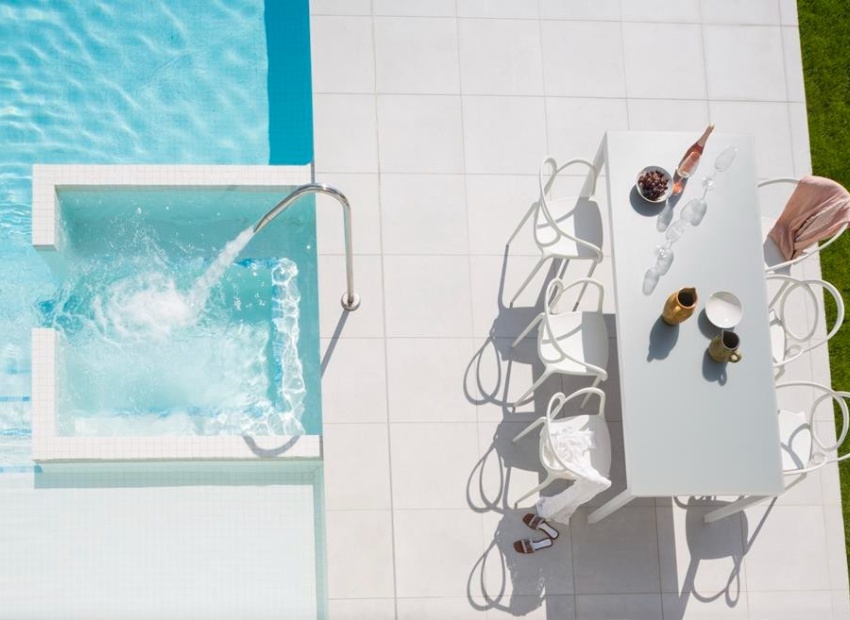 Salon moderne ouvert villa Horizon