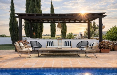 Large living room with wooden beams villa Murcia
